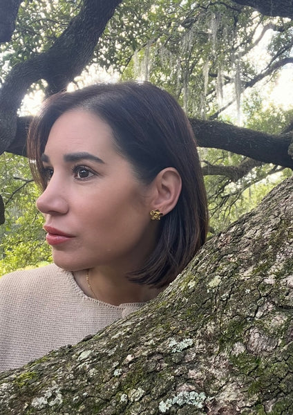 Magnolia post earring
